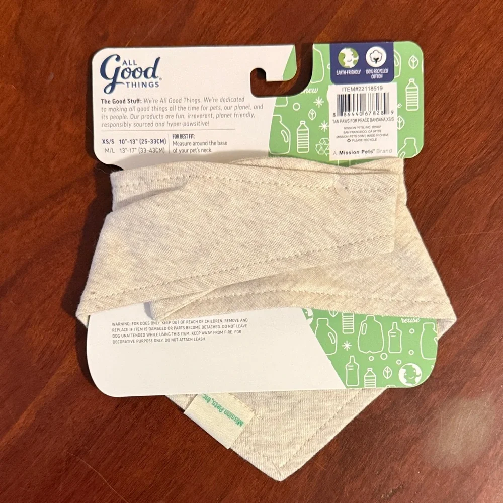 Pet Bandana - Cream with Orange and Blue